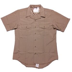 FLYING CROSS US Navy Short Sleeve Button Shirt Uniform Wool Beige Large L~ New